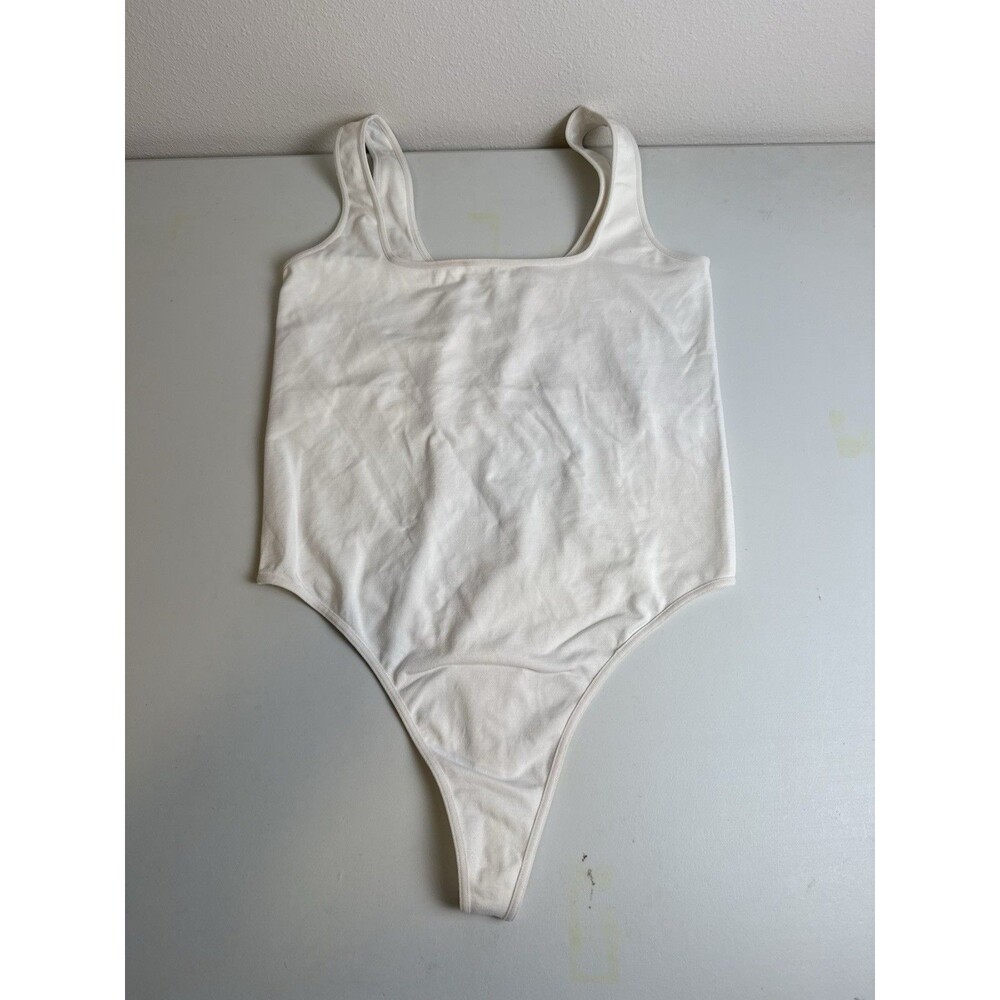 Out From Under Solid One Piece Bodysuit Women’s Regular M White Strap Urban Outf